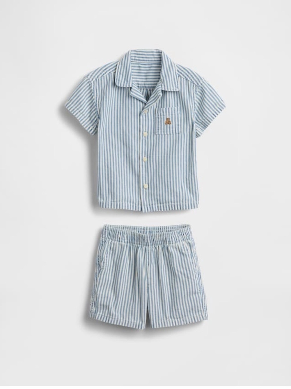 Gap Baby Denim Striped Outfit Set Short Sleeve and Shorts NWT 12-18 Months